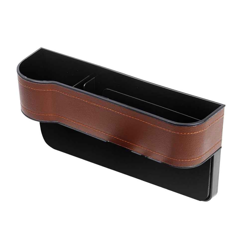 Car Front Seat Seam Storage Box Car Seat Filler Gap Phone Bottle Cup Holder Organizer - Brown / Driver Side