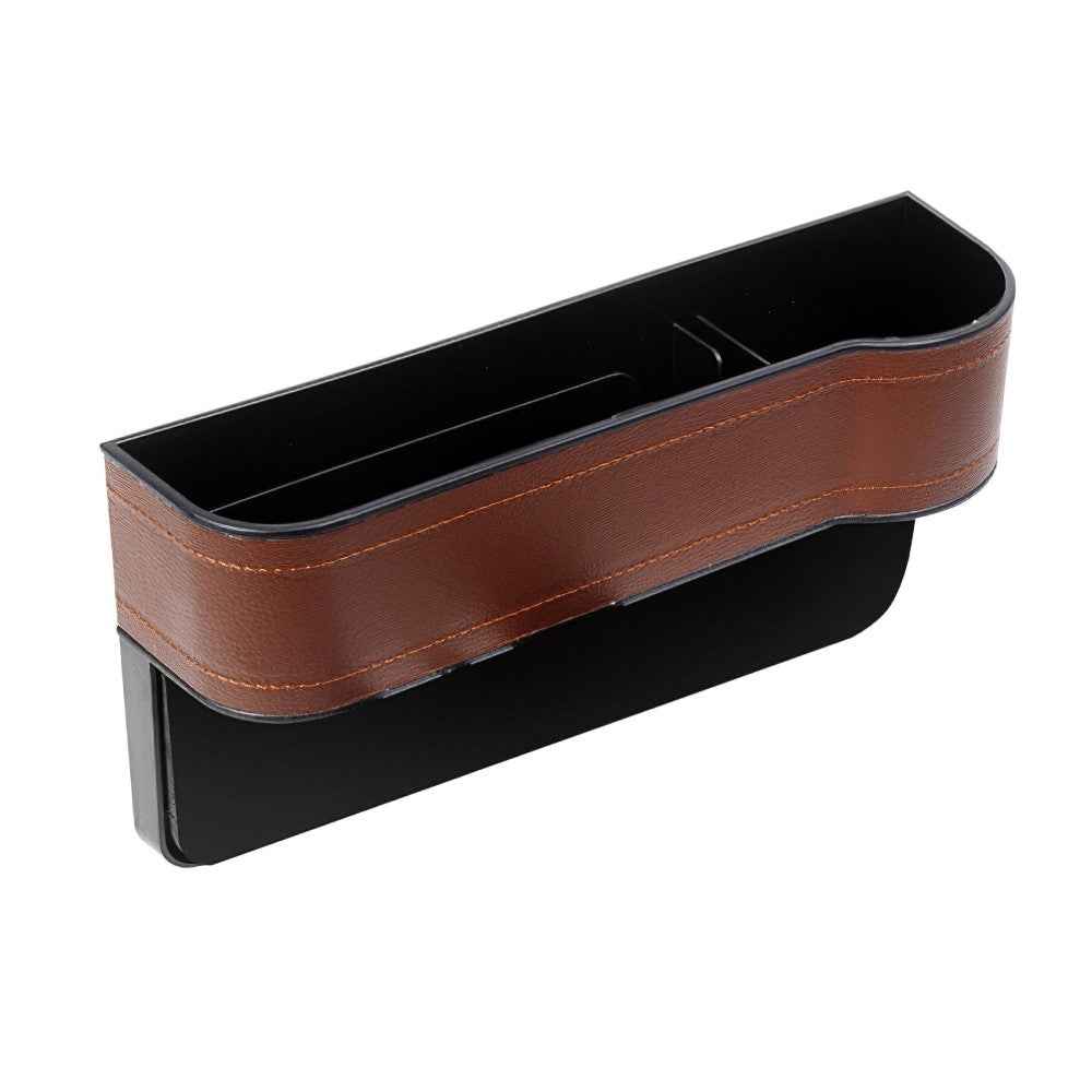 Car Front Seat Seam Storage Box Car Seat Filler Gap Phone Bottle Cup Holder Organizer - Brown / Passenger Side