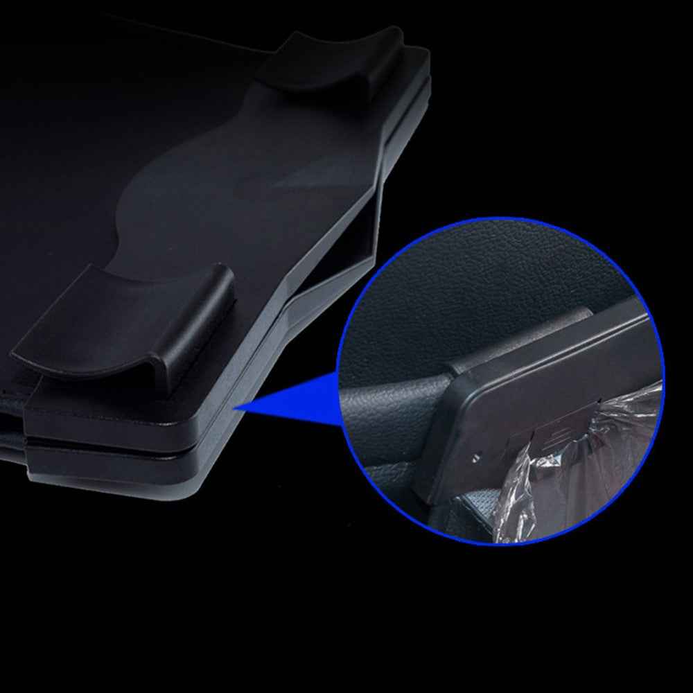 Magnetic Closure Garbage Bag Vehicle Rubbish Container PU Leather+PC Car Trash Bag with LED Light - Black