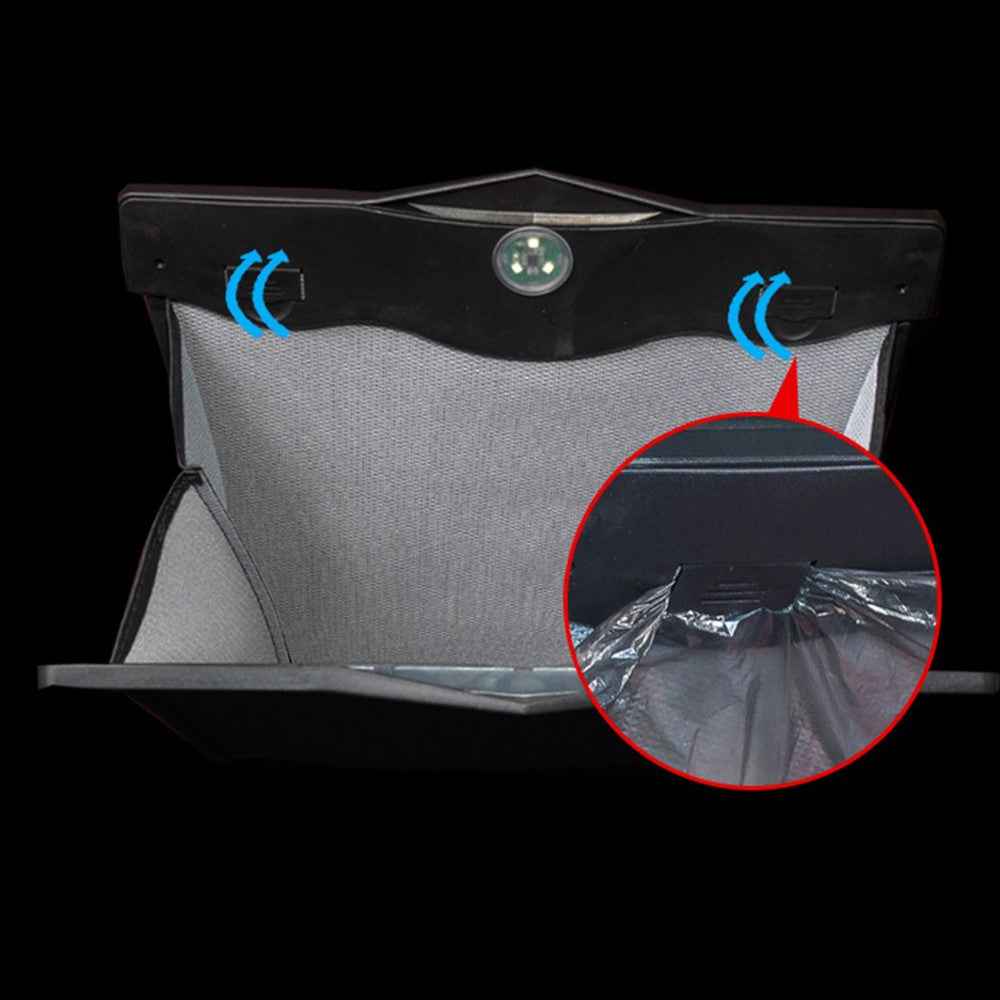 Magnetic Closure Garbage Bag Vehicle Rubbish Container PU Leather+PC Car Trash Bag with LED Light - Red