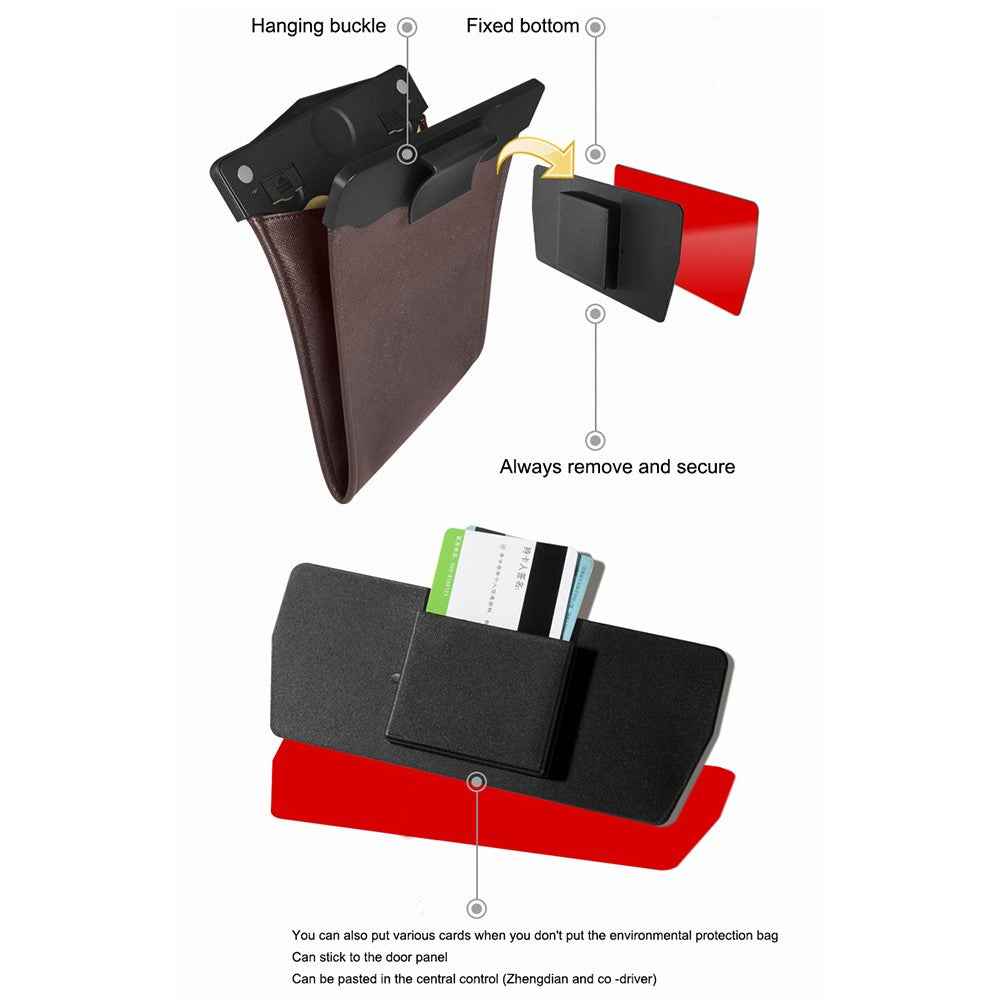 PU Leather+PC Car Trash Bag LED Light Magnetic Closure Garbage Bag Vehicle Rubbish Container Garbage Can - Red
