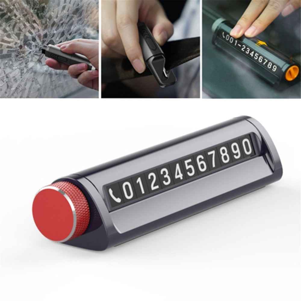 Parking Number Plate with Aromatherapy Multi-function Car Safety Hammer Window Breaker - Red
