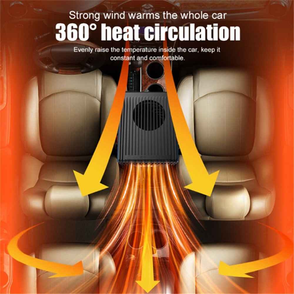 12V Car Heater Portable Fan 150W Windshield Defogger Defroster Winter Fast Heating Warmer - Navy Blue