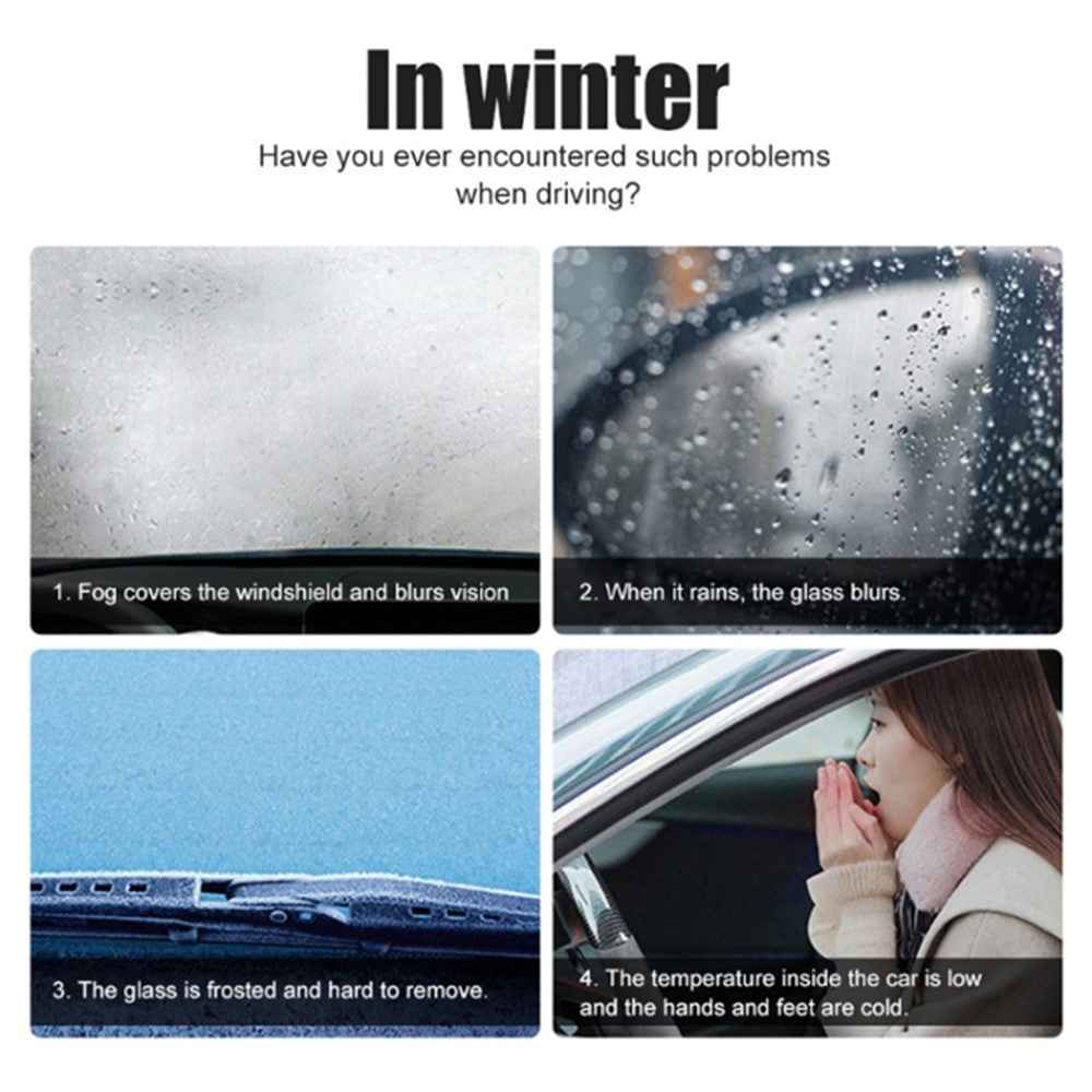 12V Car Heater Portable Fan 150W Windshield Defogger Defroster Winter Fast Heating Warmer - Navy Blue