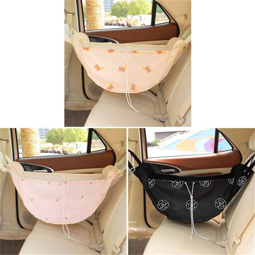 Oxford Cloth Rear Seat Sundries Bag Car Hammock Storage Bag Backseat Organizer - Black / Camellia