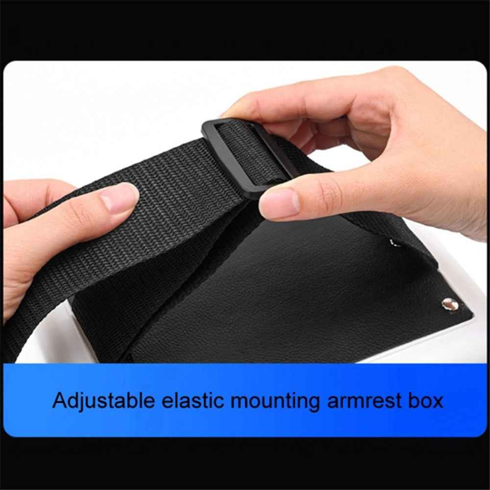 Car Armrest Storage Box ABS Tissue Case Organizer with Foldable Cup Holder - Grey+White