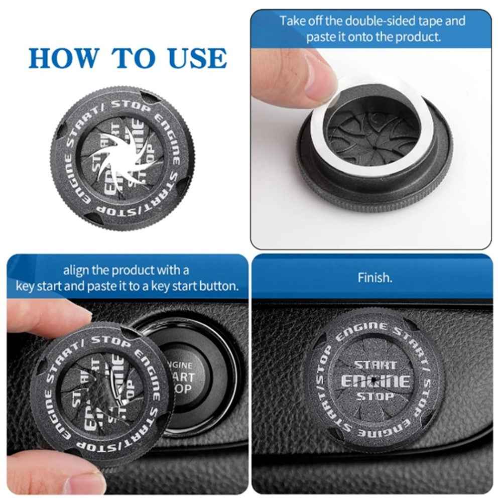 Car Start Stop Engine Button Switch One-key Start Button Engine Ignition Switch Cover - Blue
