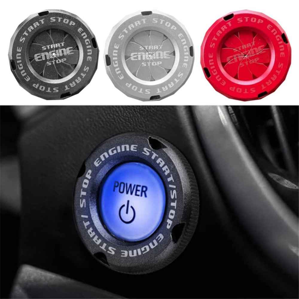 Car Start Stop Engine Button Switch One-key Start Button Engine Ignition Switch Cover - Blue
