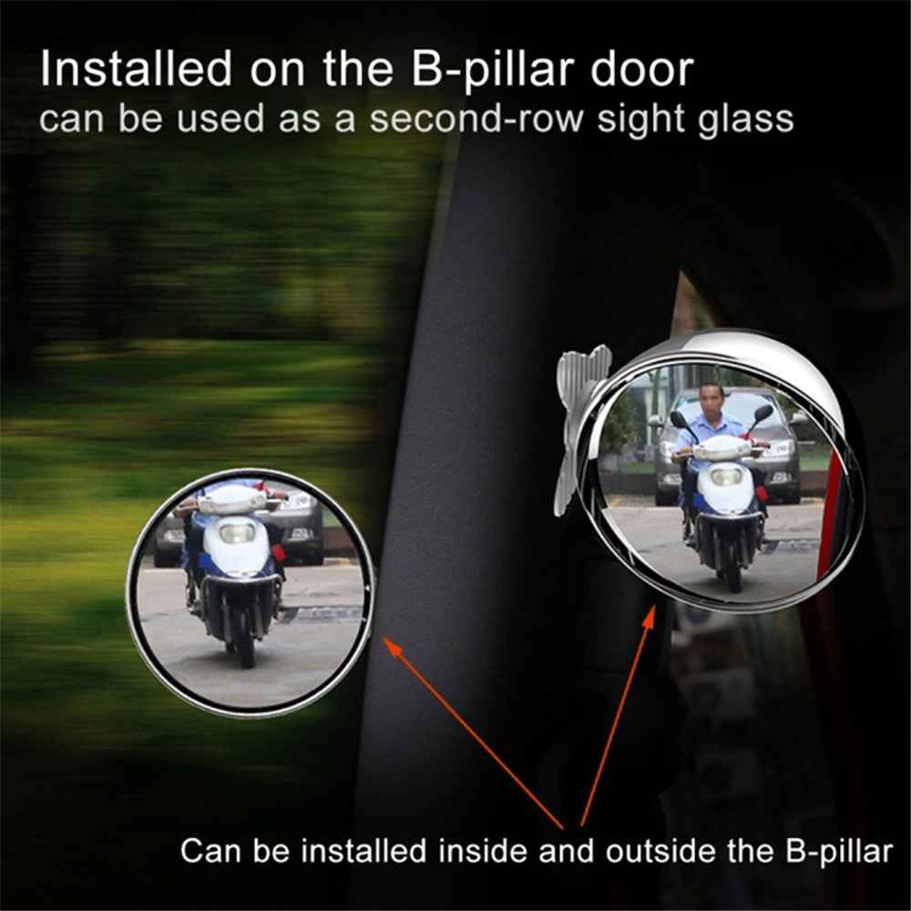 3R 044 65mm Car Blind Spot Mirror Safety Driving Wide Angle 360 Degree Adjustable Clear Rearview Mirror - Silver
