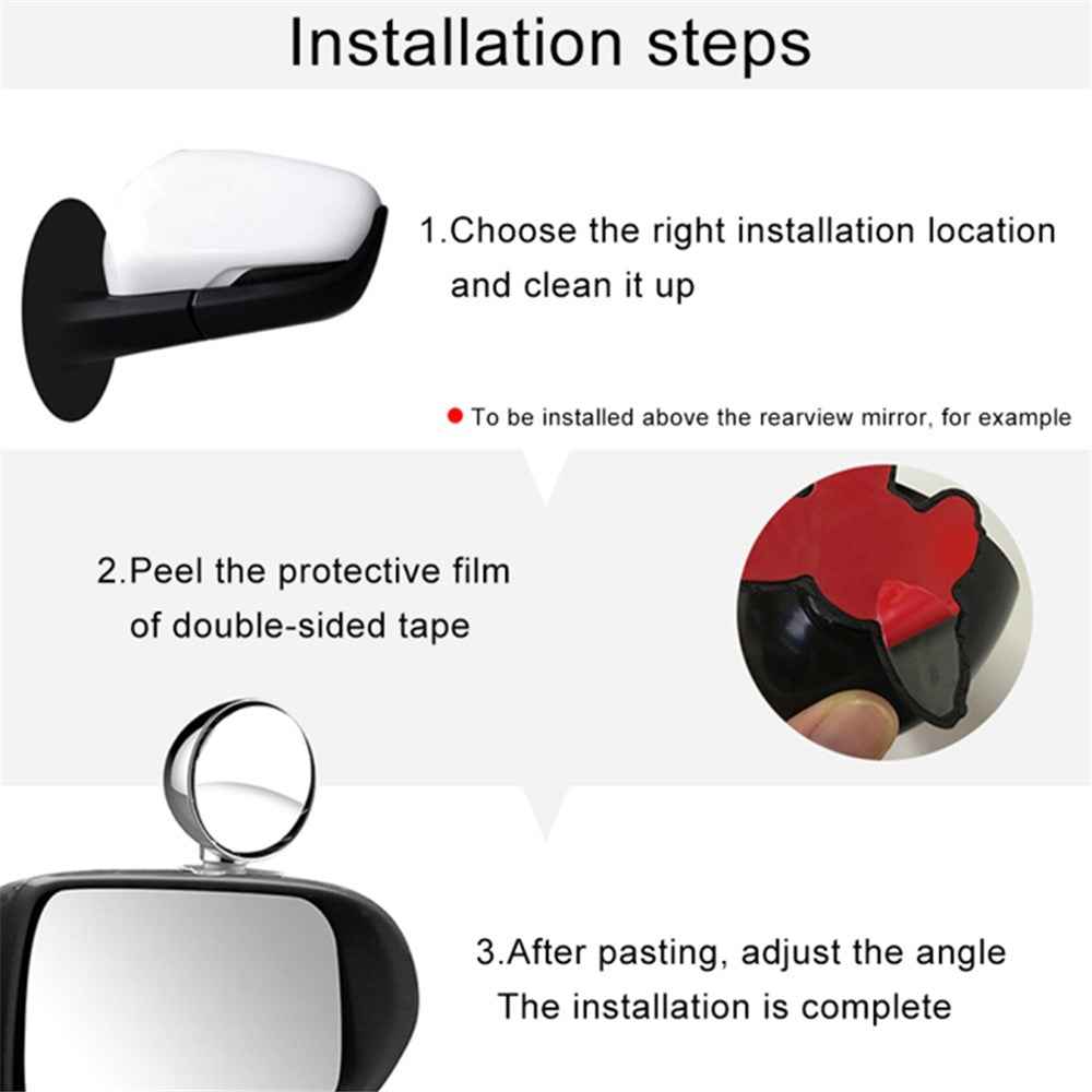 3R 045 70mm Safety Driving Car Blind Spot Mirror Wide Angle 360 Degree Adjustable Clear Rearview Mirror - Silver