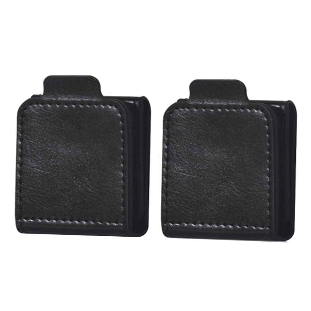 2Pcs Car Safety Seat Belt Adjuster Strap Clip PU Leather Kids Seat Belt Limiter - Black