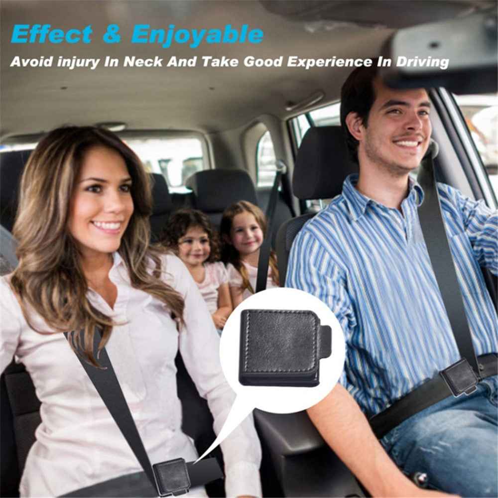 2Pcs Car Safety Seat Belt Adjuster Strap Clip PU Leather Kids Seat Belt Limiter - Black