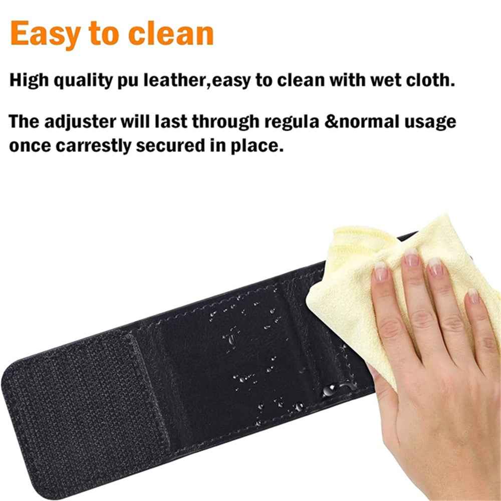 2Pcs Car Safety Seat Belt Adjuster Strap Clip PU Leather Kids Seat Belt Limiter - Black
