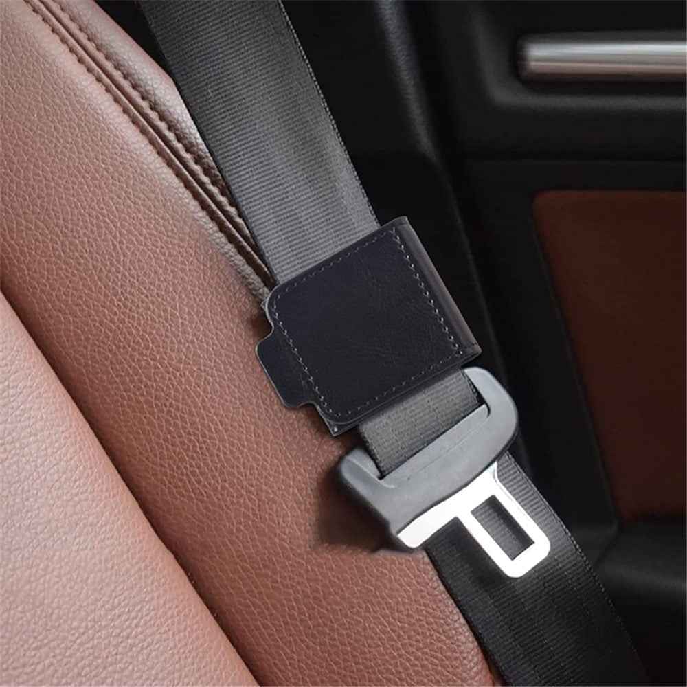 2Pcs Car Safety Seat Belt Adjuster Strap Clip PU Leather Kids Seat Belt Limiter - Grey