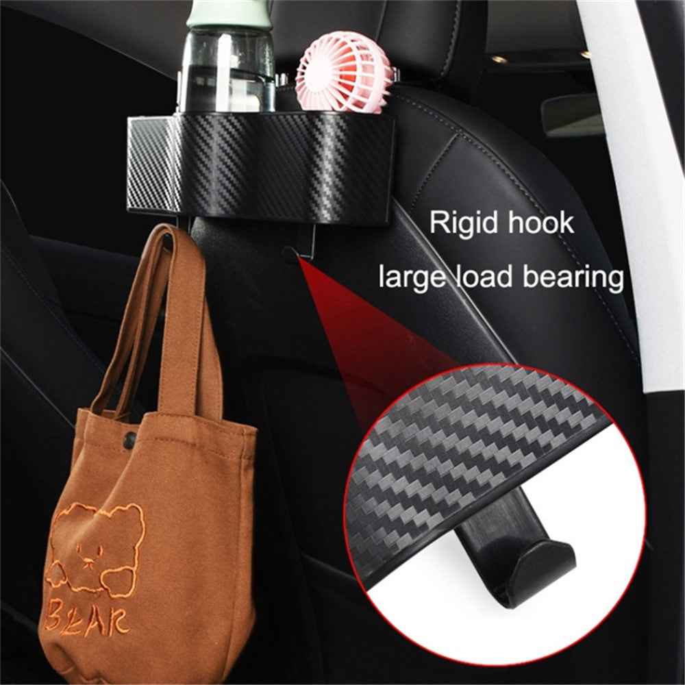 Car Seat Back Storage Box Sundries Organizer Carbon Fiber Texture Plastic Hanging Case