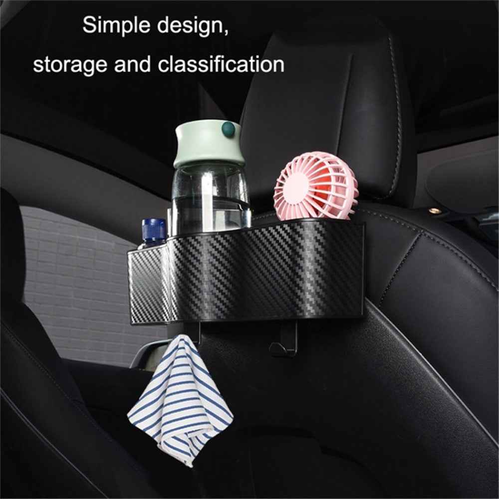 Car Seat Back Storage Box Sundries Organizer Carbon Fiber Texture Plastic Hanging Case
