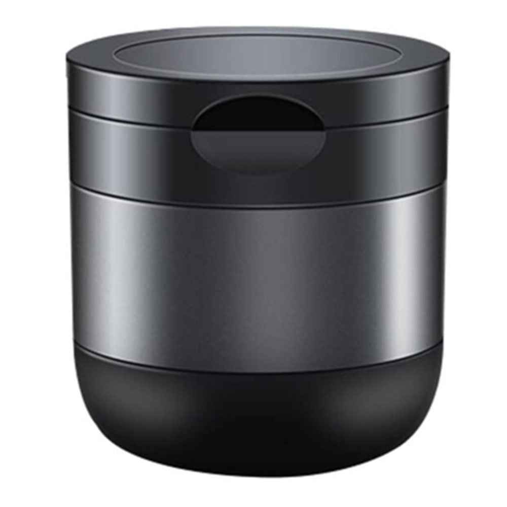 Aluminum Alloy Car Ashtray with LED Light Flame Retardant Good Sealing Ash Storage Holder - Silver