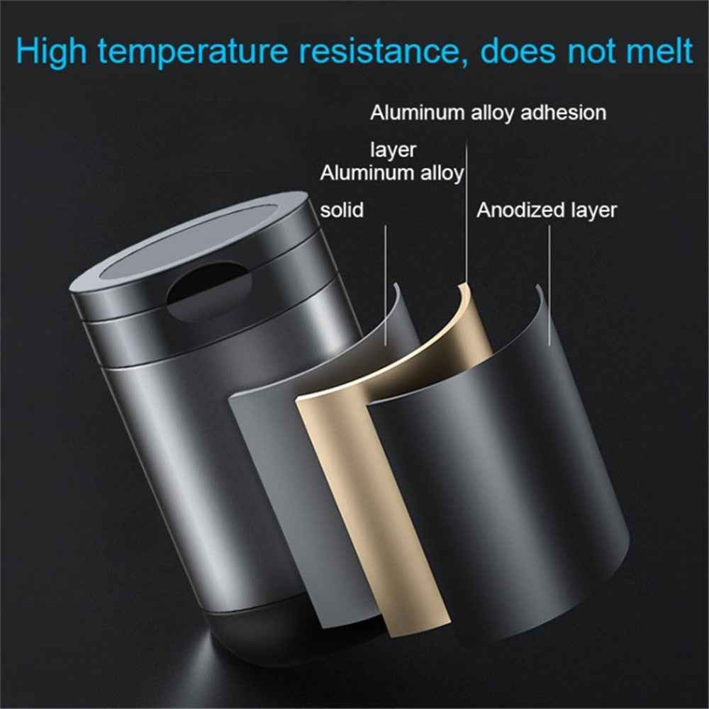 Aluminum Alloy Car Ashtray with LED Light Flame Retardant Good Sealing Ash Storage Holder - Black
