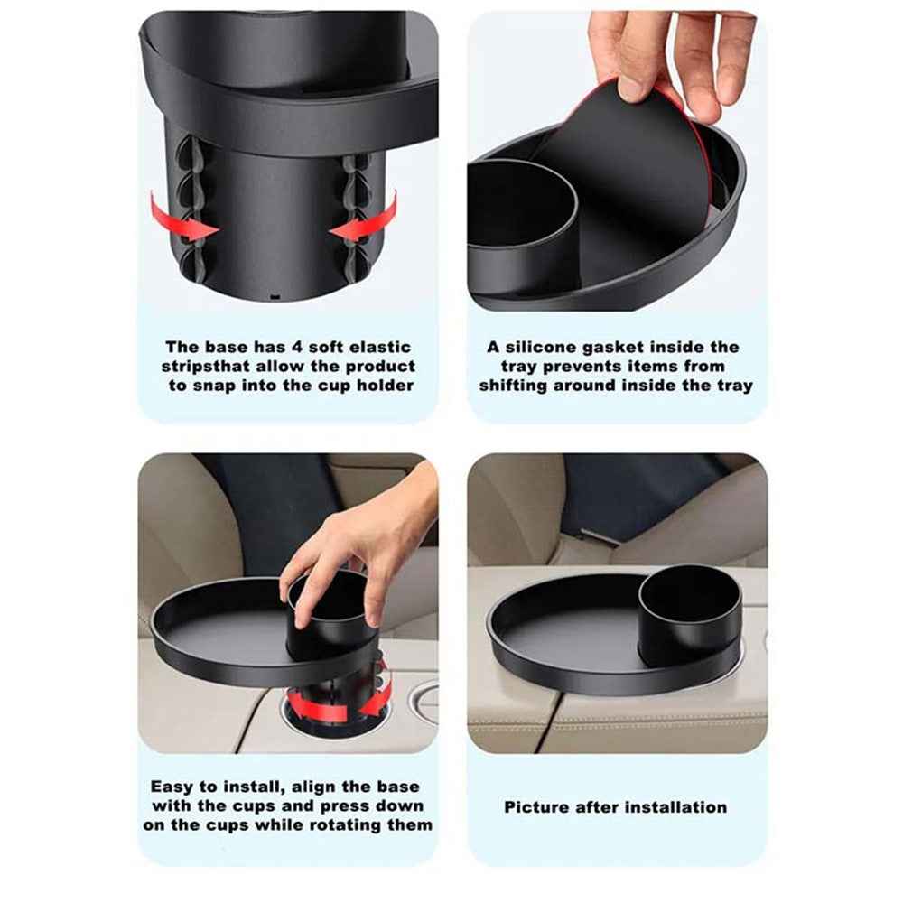 SD-1043 Multi-function Organizer Table Car Cup Holder Expander with Rotating Tray - Blue