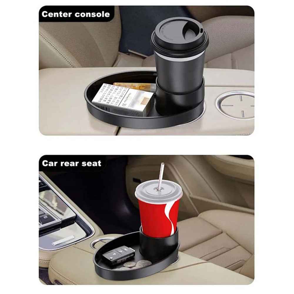 SD-1043 Multi-function Organizer Table Car Cup Holder Expander with Rotating Tray - Pink