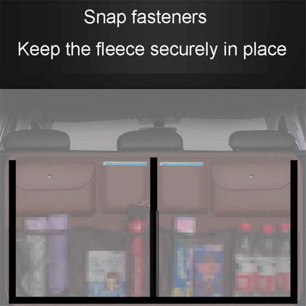 Car Trunk Leather Storage Bag Large Capacity Automotive Backseat Organizer (Mesh Style) - Beige