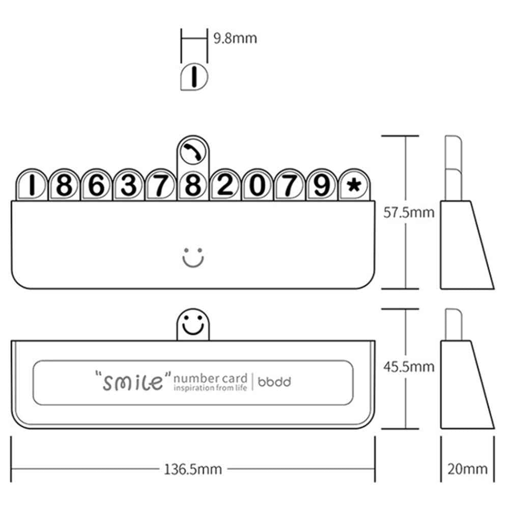 BBDD Hidden Car Phone Number Card Plastic Temporary Parking Plate Auto Accessories - Pure Type