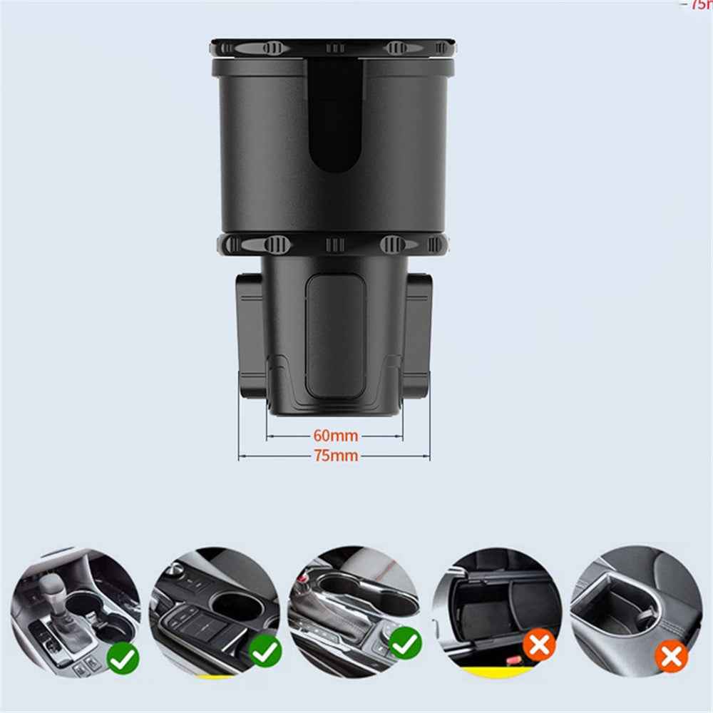 2-Layer Car Water Cup Holder Car Seat Multifunctional Adjustable Water Cup Drink Holder (Size: L)