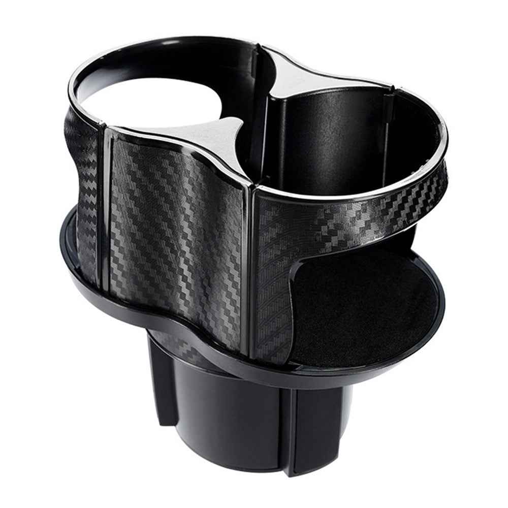 Carbon Fiber Pattern Car Water Cup Holder Multifunctional Car Drink Holder with Rotatable Base - Silver