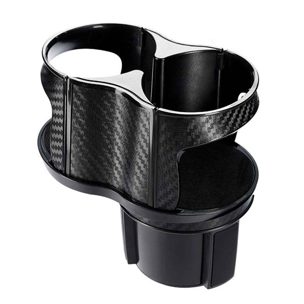 Carbon Fiber Pattern Car Water Cup Holder Multifunctional Car Drink Holder with Rotatable Base - Silver
