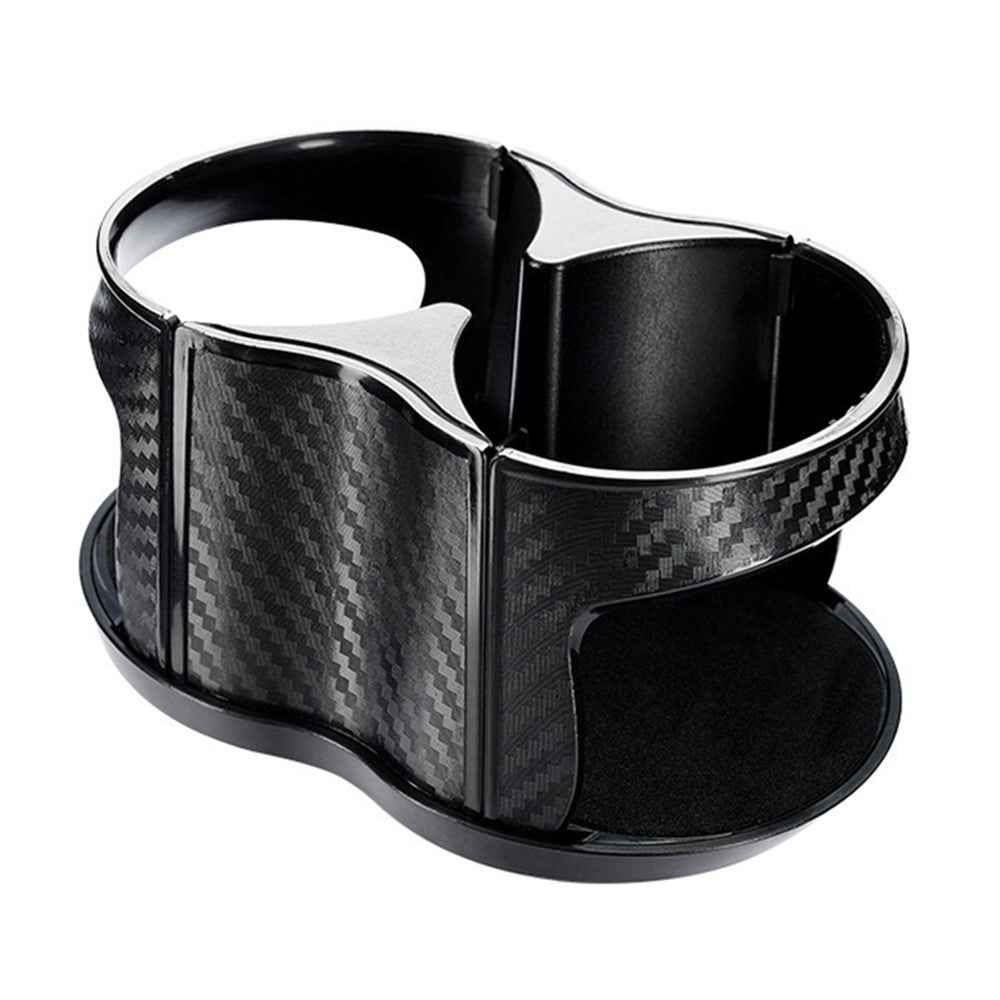 Carbon Fiber Pattern Car Water Cup Holder Multifunctional Car Drink Holder with Rotatable Base - Silver