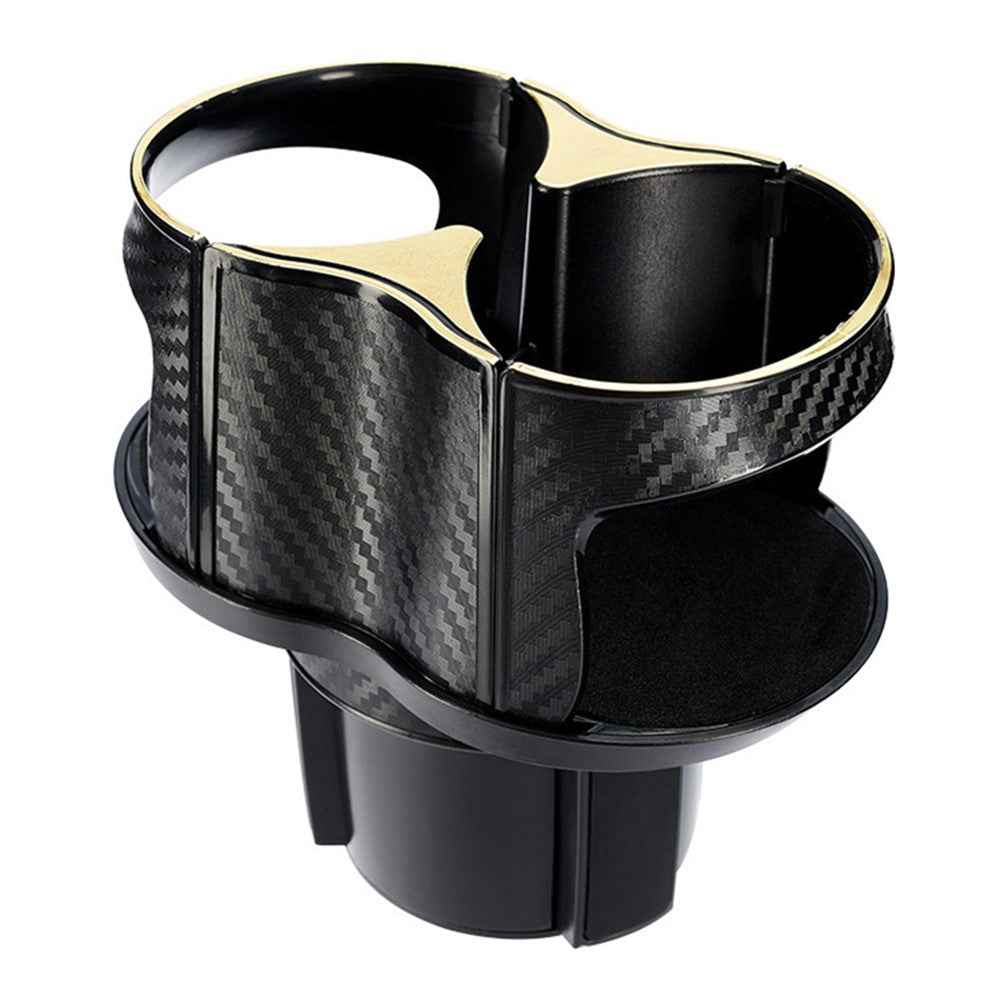 Carbon Fiber Pattern Car Water Cup Holder Multifunctional Car Drink Holder with Rotatable Base - Gold