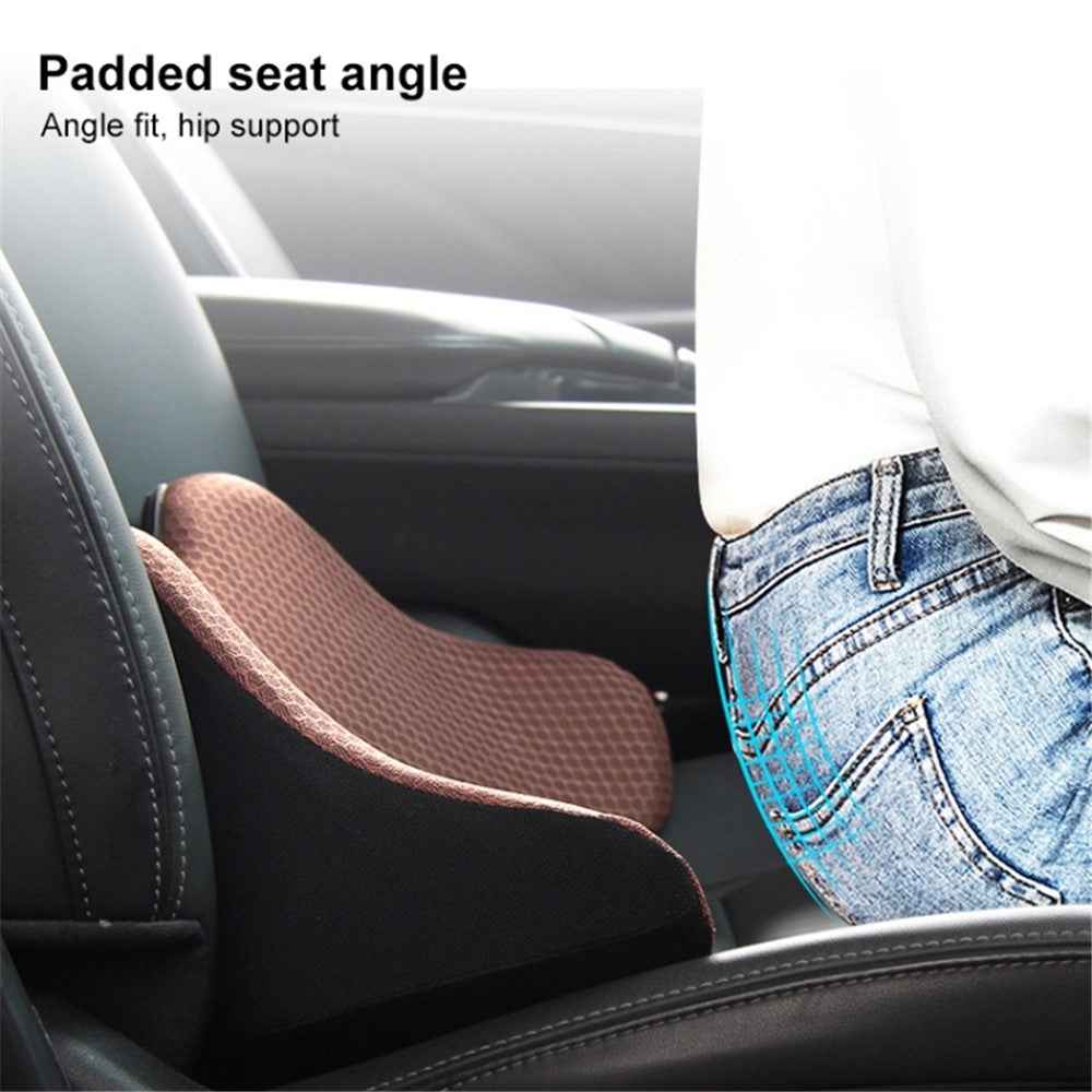 Car Seat Waist Support Cushion Memory Foam Breathable Fatigue Relieve Lumbar Cushion - Brown
