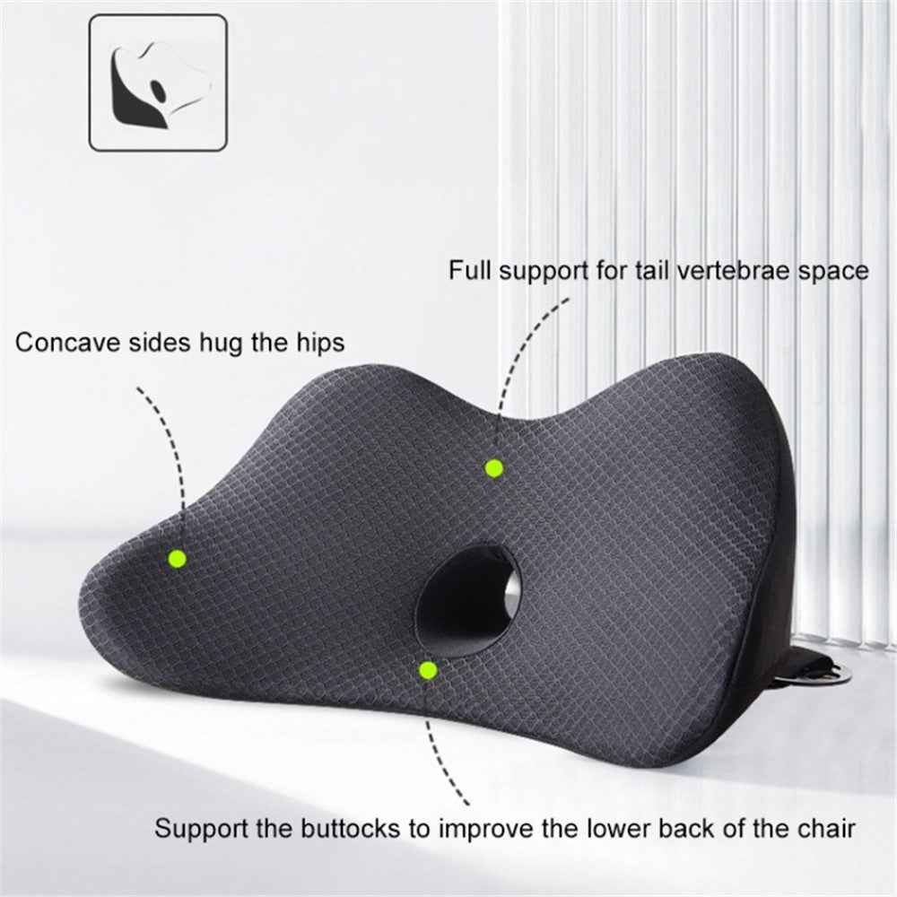 Car Seat Waist Support Cushion Memory Foam Breathable Fatigue Relieve Lumbar Cushion - Beige