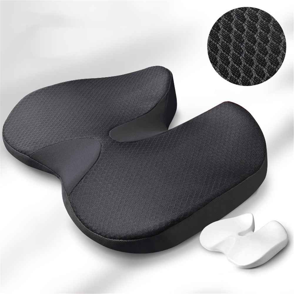 Car Seat Cushion Mesh Cloth+Memory Foam Breathable Fatigue Relief Seat Cushion - Black