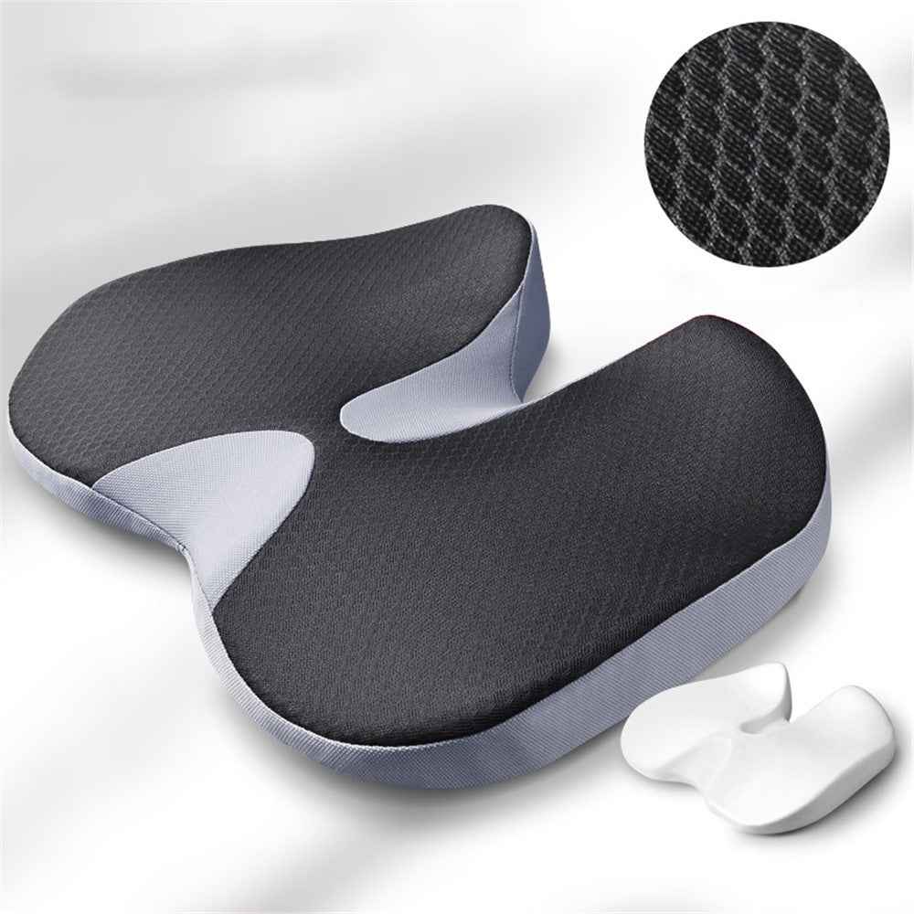 Car Seat Cushion Mesh Cloth+Memory Foam Breathable Fatigue Relief Seat Cushion - Grey