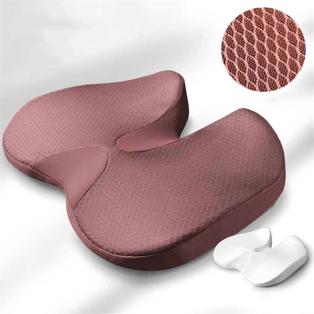 Car Seat Cushion Mesh Cloth+Memory Foam Breathable Fatigue Relief Seat Cushion - Coffee