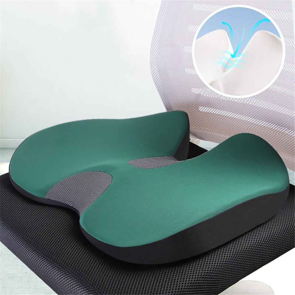 Car Seat Cushion Mesh Cloth+Memory Foam Breathable Fatigue Relief Seat Cushion - Blackish Green