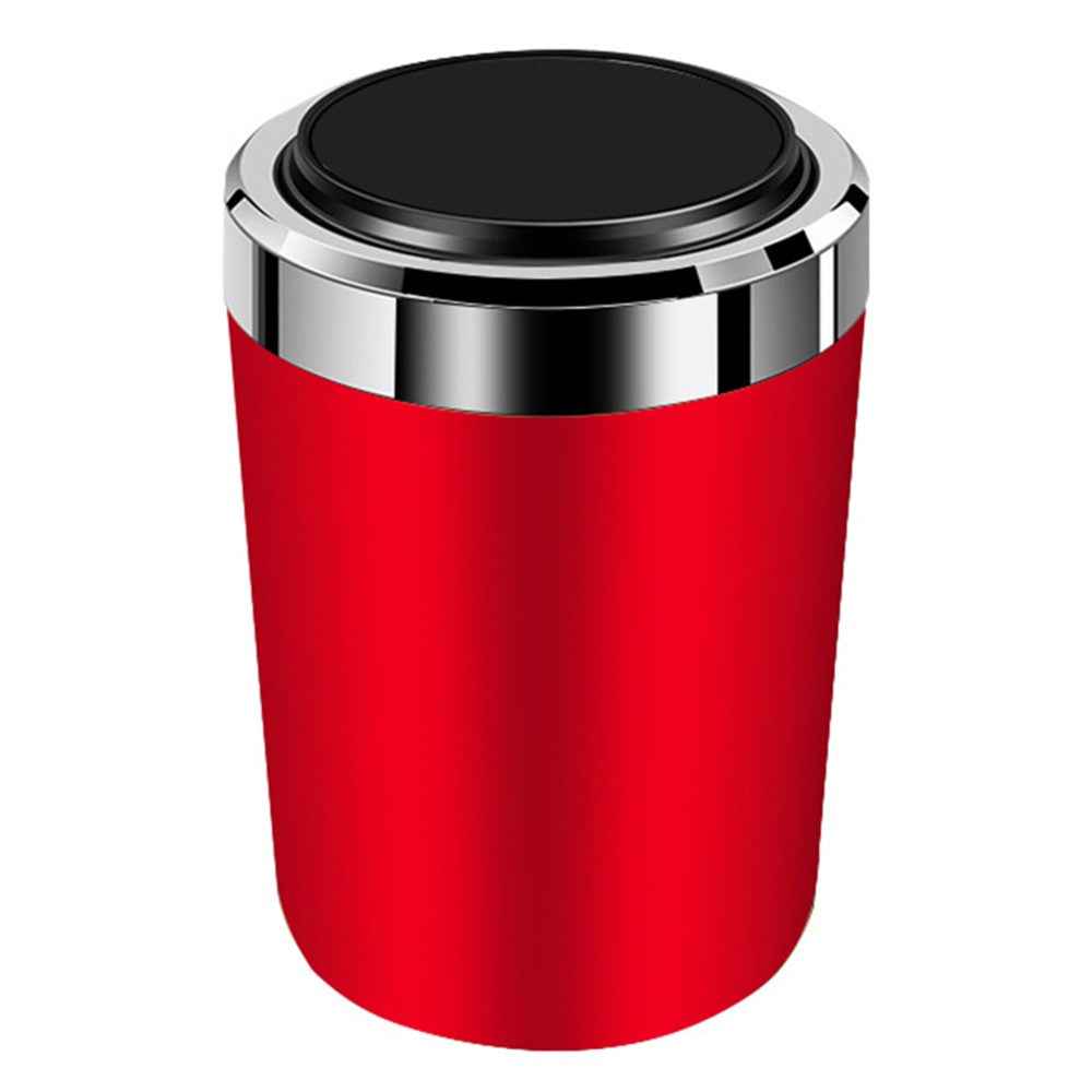 ABS+Metal Liner LED Light Car Ashtray Vehicle Interior Garbage Can Ashtray with Lid - Red