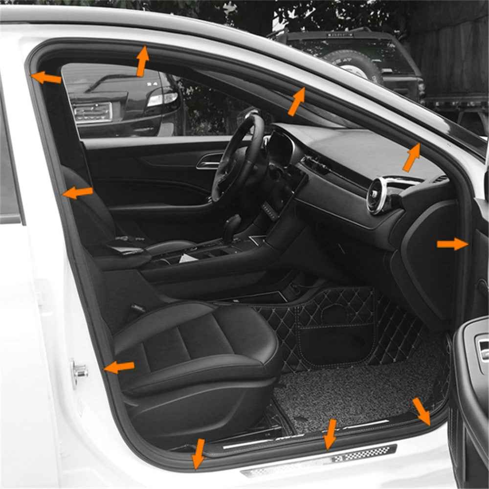 10m 5-Hole Car Door Hood Trunk Rubber Seal Strip Vehicle Door Noise Insulation Anti-collision Adhesive Strip