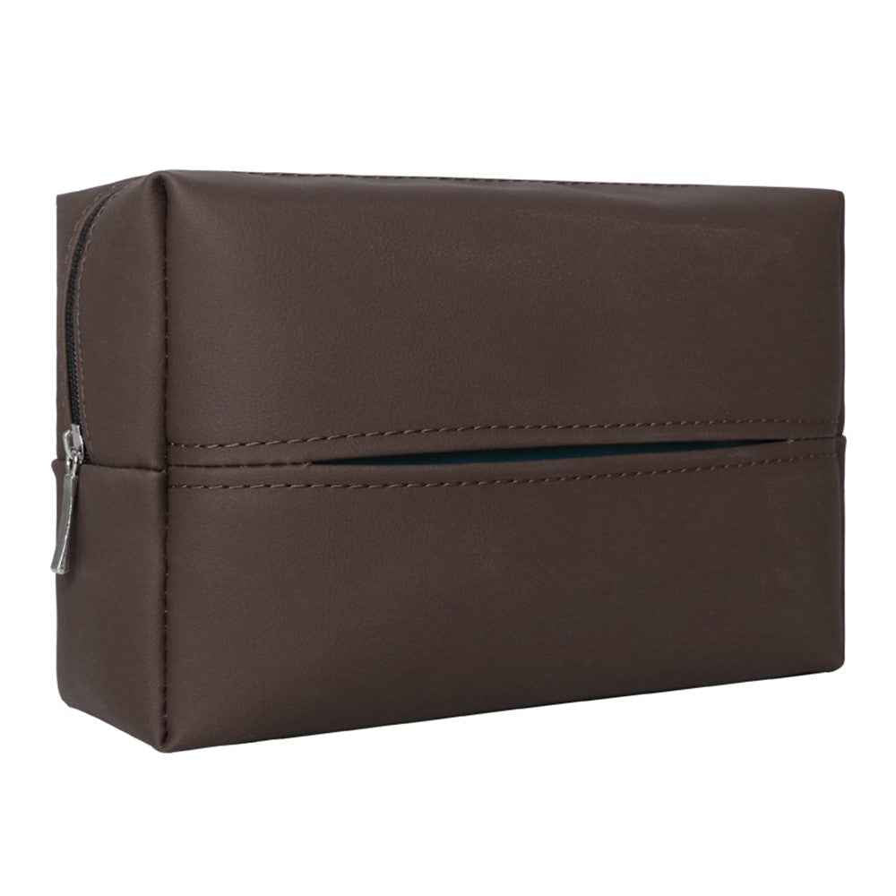 Napa Leather Car Tissue Box Holder Back Seat Headrest Hanging Tissue Box - Brown