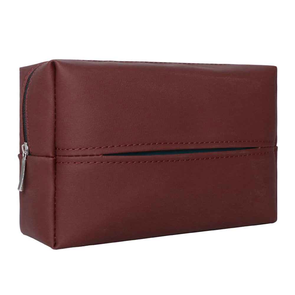 Napa Leather Car Tissue Box Holder Back Seat Headrest Hanging Tissue Box - Red