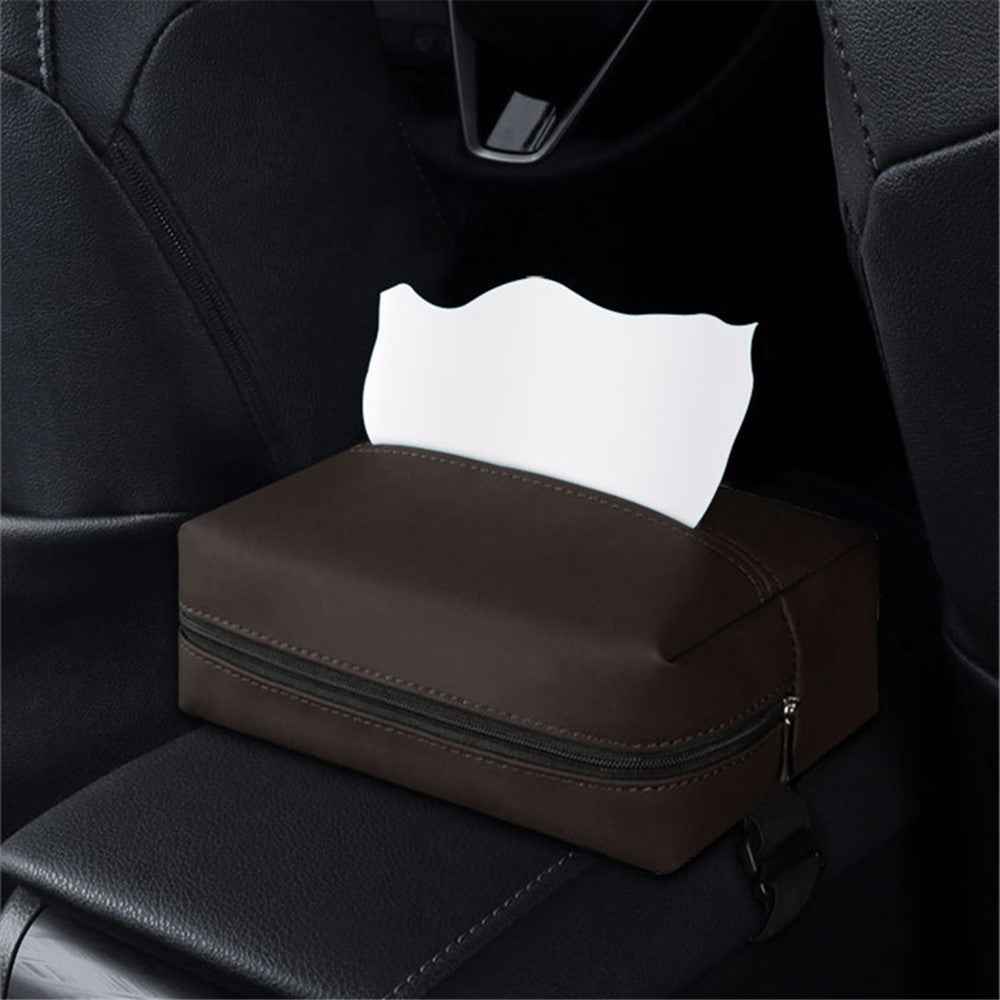 Napa Leather Car Tissue Box Holder Back Seat Headrest Hanging Tissue Box - Red