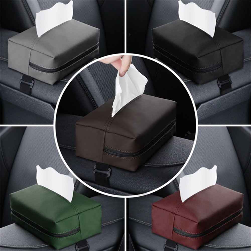 Napa Leather Car Tissue Box Holder Back Seat Headrest Hanging Tissue Box - Red
