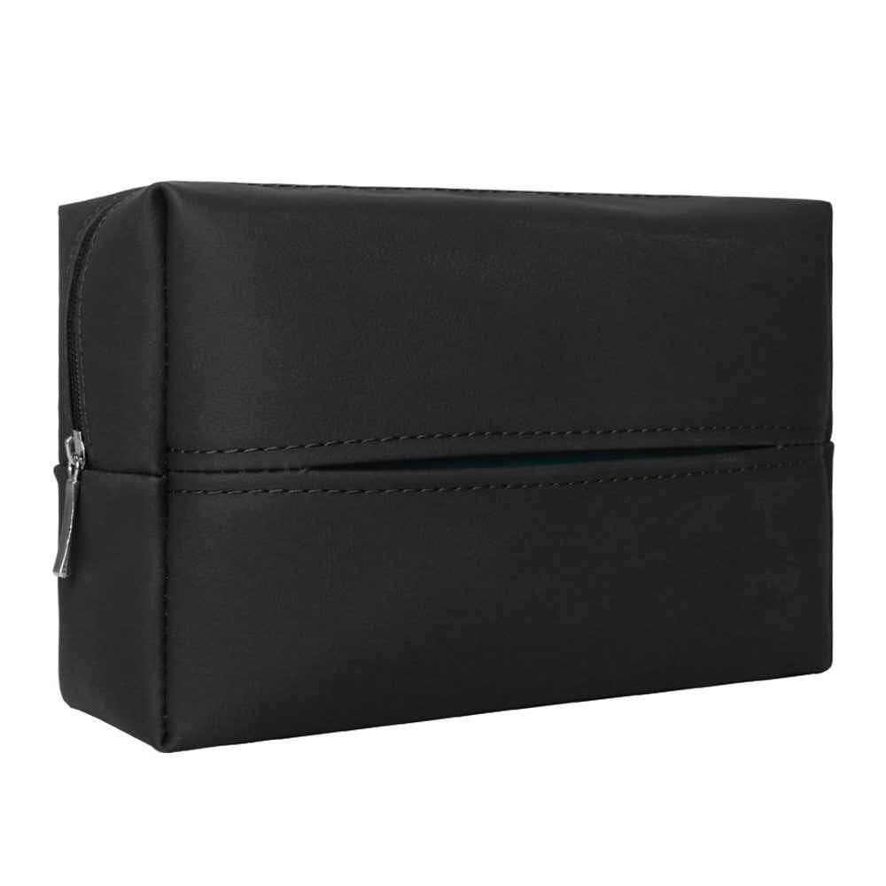 Napa Leather Car Tissue Box Holder Back Seat Headrest Hanging Tissue Box - Black