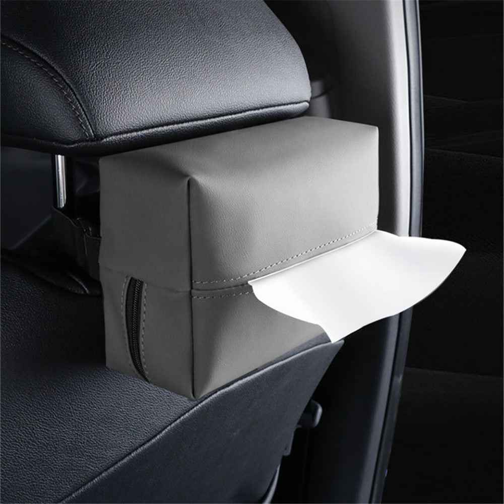 Napa Leather Car Tissue Box Holder Back Seat Headrest Hanging Tissue Box - Beige