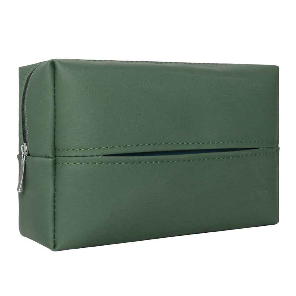 Napa Leather Car Tissue Box Holder Back Seat Headrest Hanging Tissue Box - Army Green