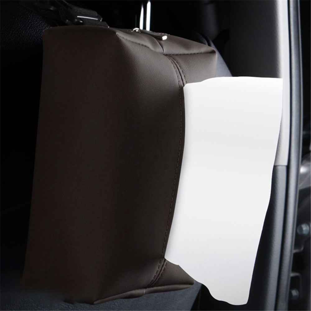 Napa Leather Car Tissue Box Holder Back Seat Headrest Hanging Tissue Box - Army Green