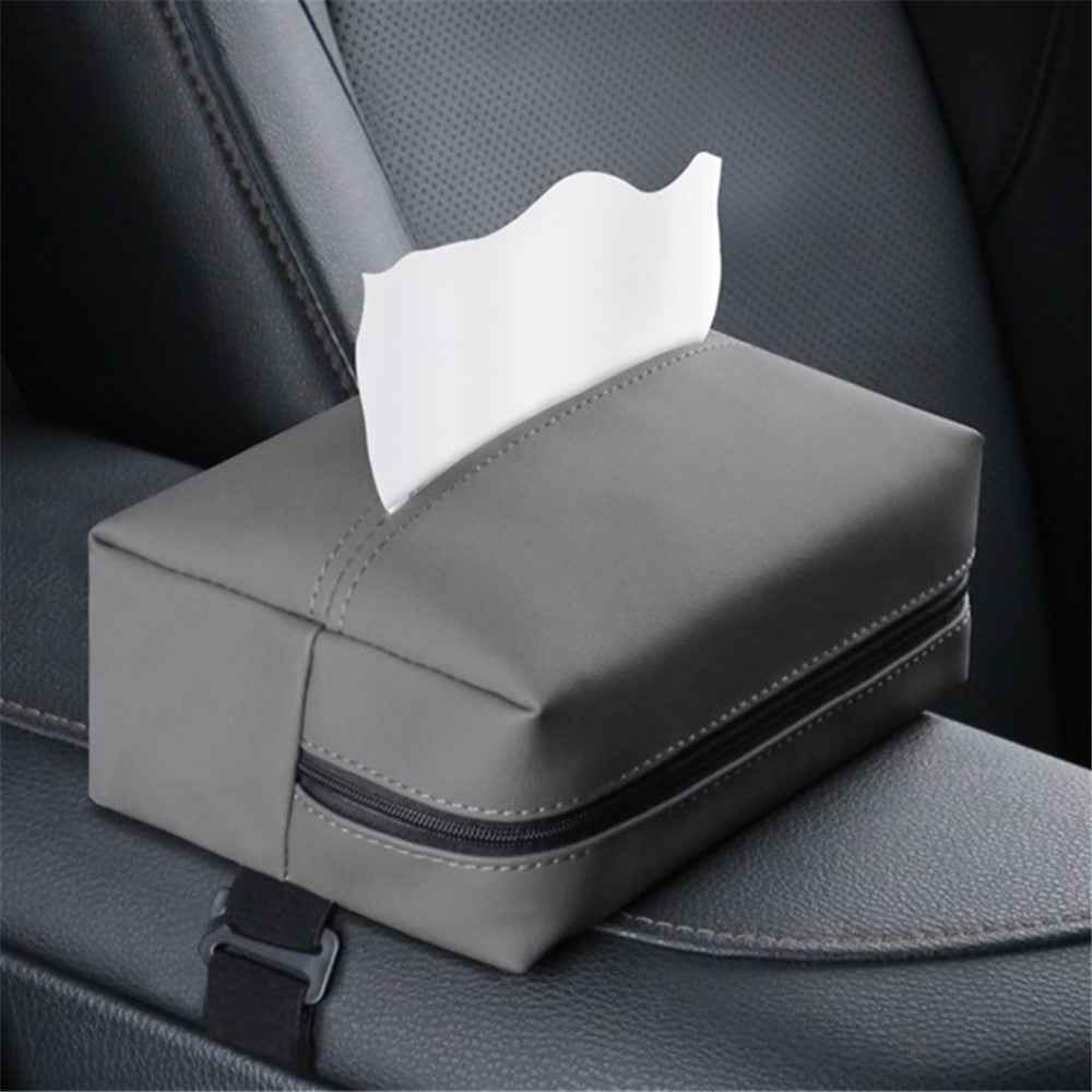 Napa Leather Car Tissue Box Holder Back Seat Headrest Hanging Tissue Box - Army Green