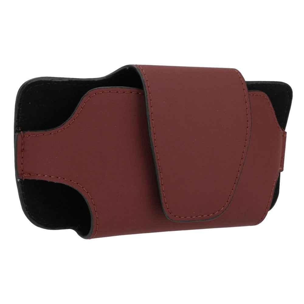 Nappa Texture PU Leather Car Glasses Storage Case Sun Visor Clip Sunglasses Holder - Red