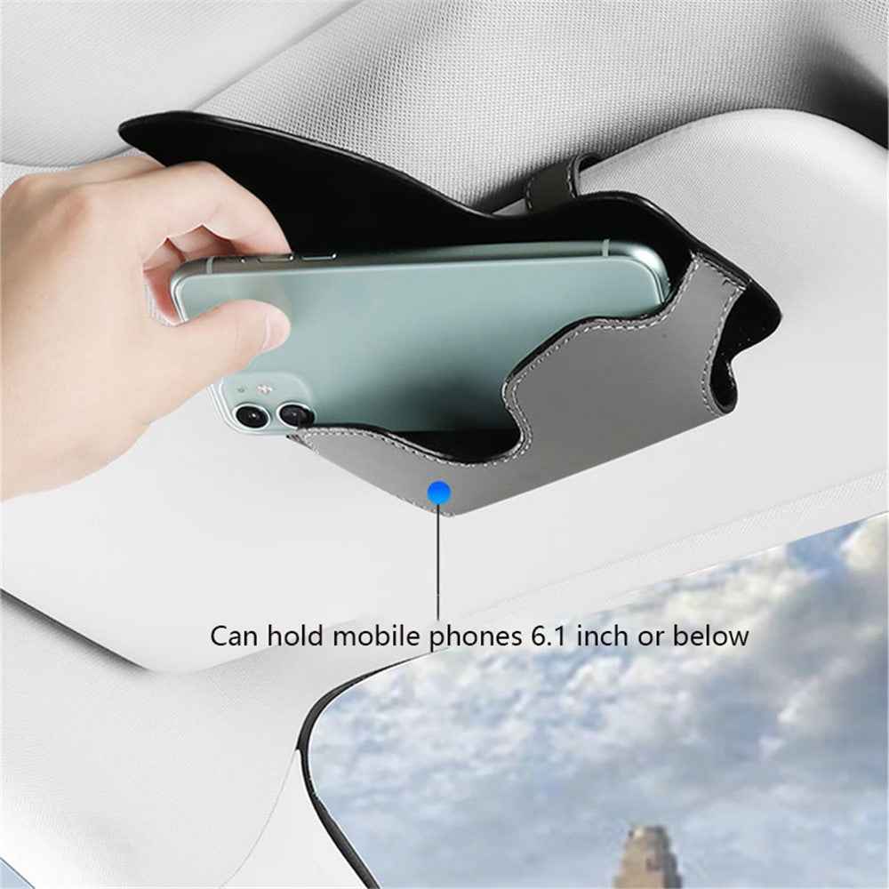 Nappa Texture PU Leather Car Glasses Storage Case Sun Visor Clip Sunglasses Holder - Red